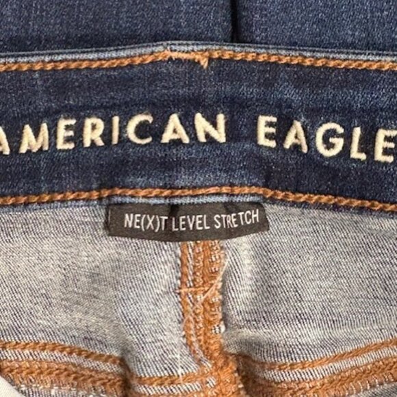 AE American Eagle Next Level High Rise Skinny Kick Jeans 000 Short Dark Wash EUC - Picture 4 of 9